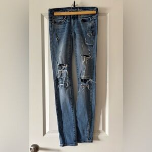 American Eagle Outfitters Ripped Blue Skinny Jeans